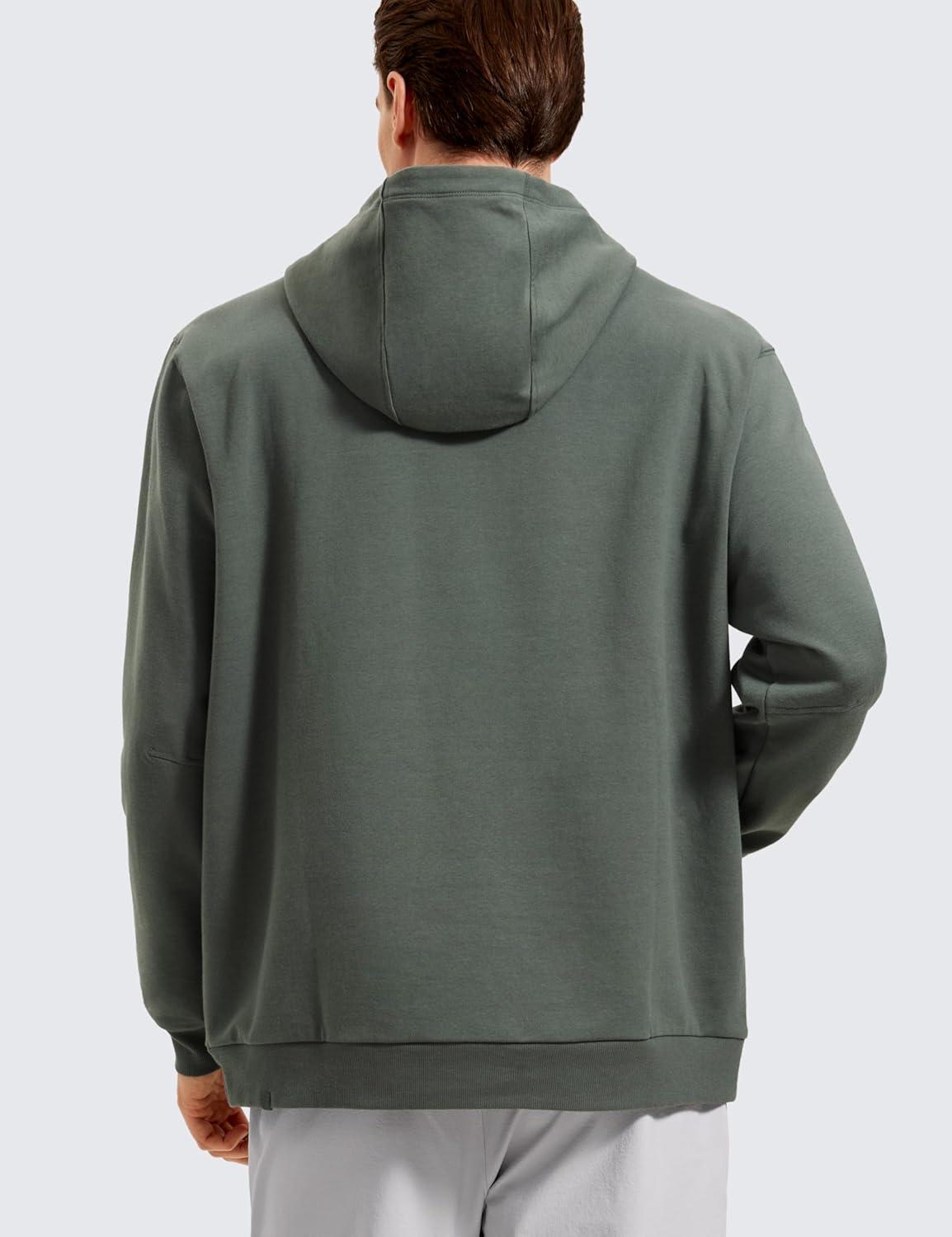 imageCRZ YOGA Mens Fleece Hoodies Basic Casual Hooded Sweatshirts Long Sleeve Pullover Workout Tops with PocketGrey Sage
