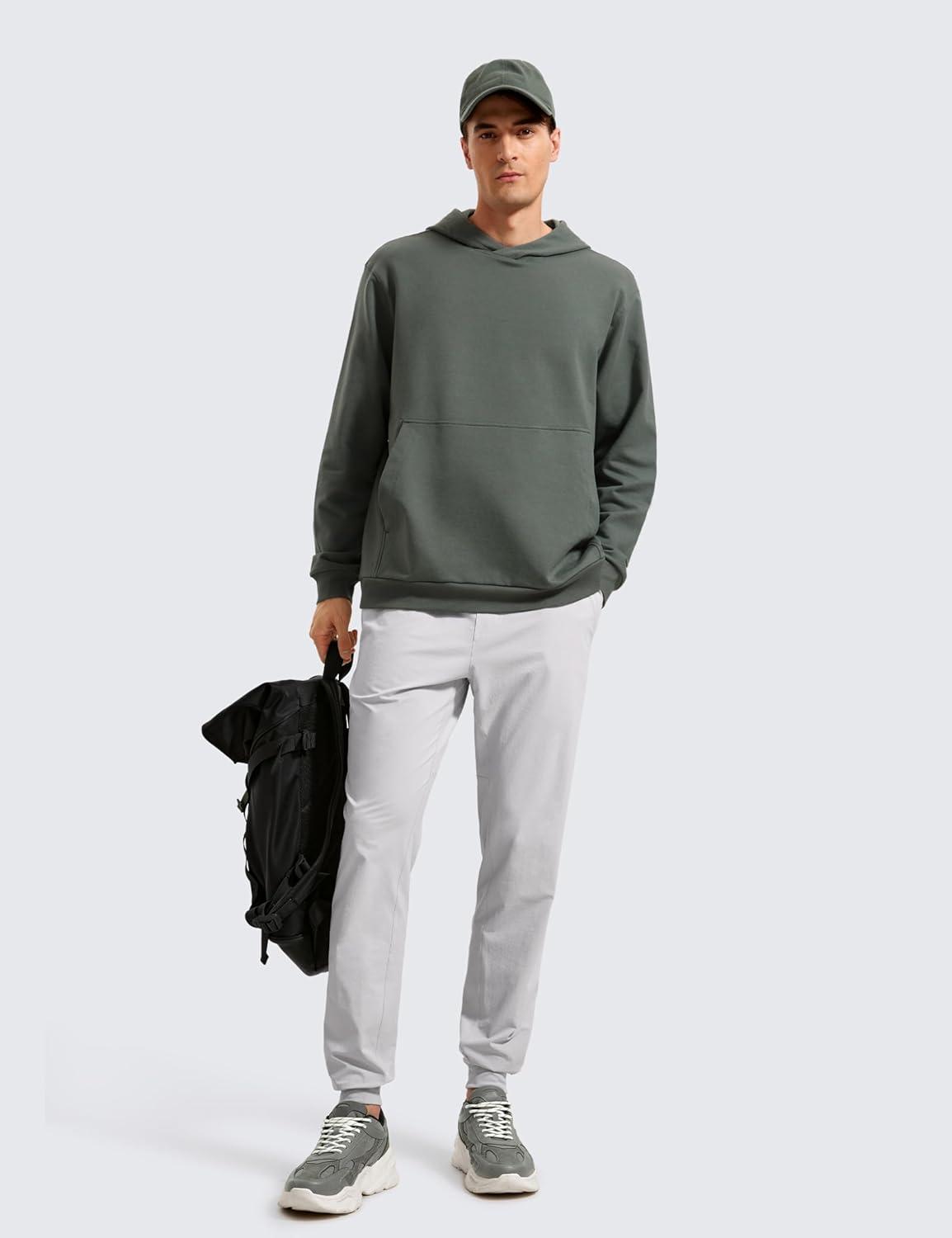 imageCRZ YOGA Mens Fleece Hoodies Basic Casual Hooded Sweatshirts Long Sleeve Pullover Workout Tops with PocketGrey Sage