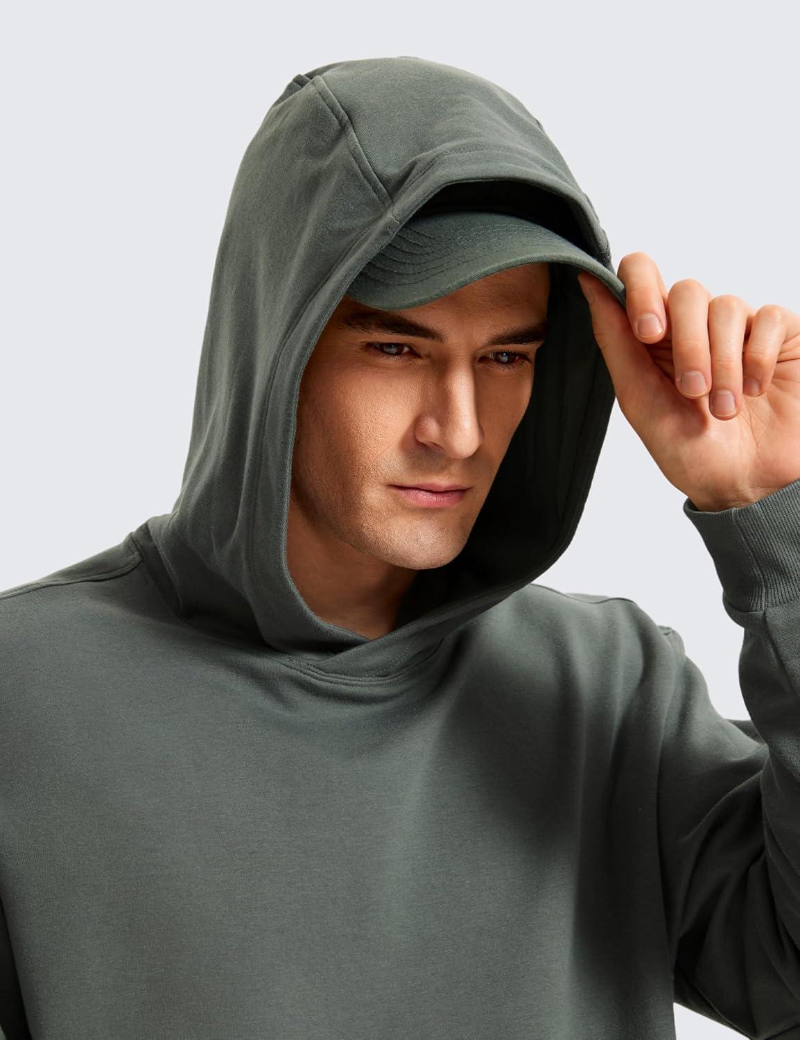 imageCRZ YOGA Mens Fleece Hoodies Basic Casual Hooded Sweatshirts Long Sleeve Pullover Workout Tops with PocketGrey Sage