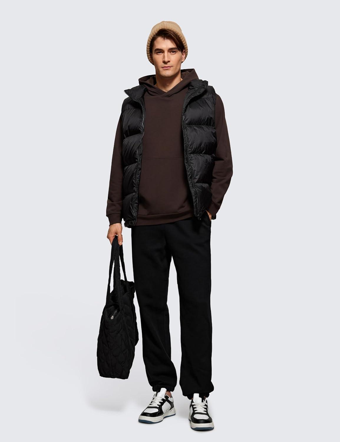 imageCRZ YOGA Mens Fleece Hoodies Basic Casual Hooded Sweatshirts Long Sleeve Pullover Workout Tops with PocketHot Fudge Brown