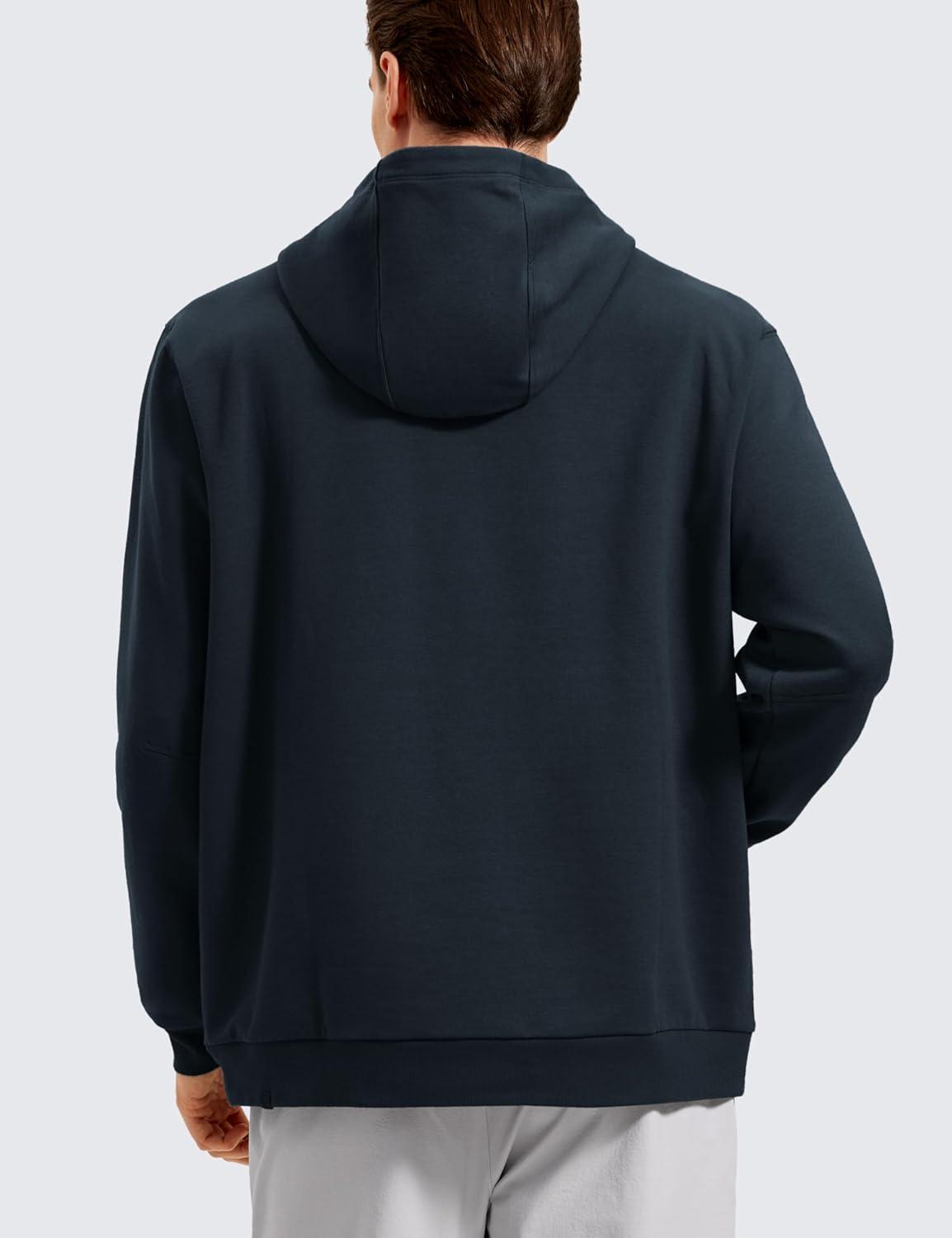 imageCRZ YOGA Mens Fleece Hoodies Basic Casual Hooded Sweatshirts Long Sleeve Pullover Workout Tops with PocketTrue Navy