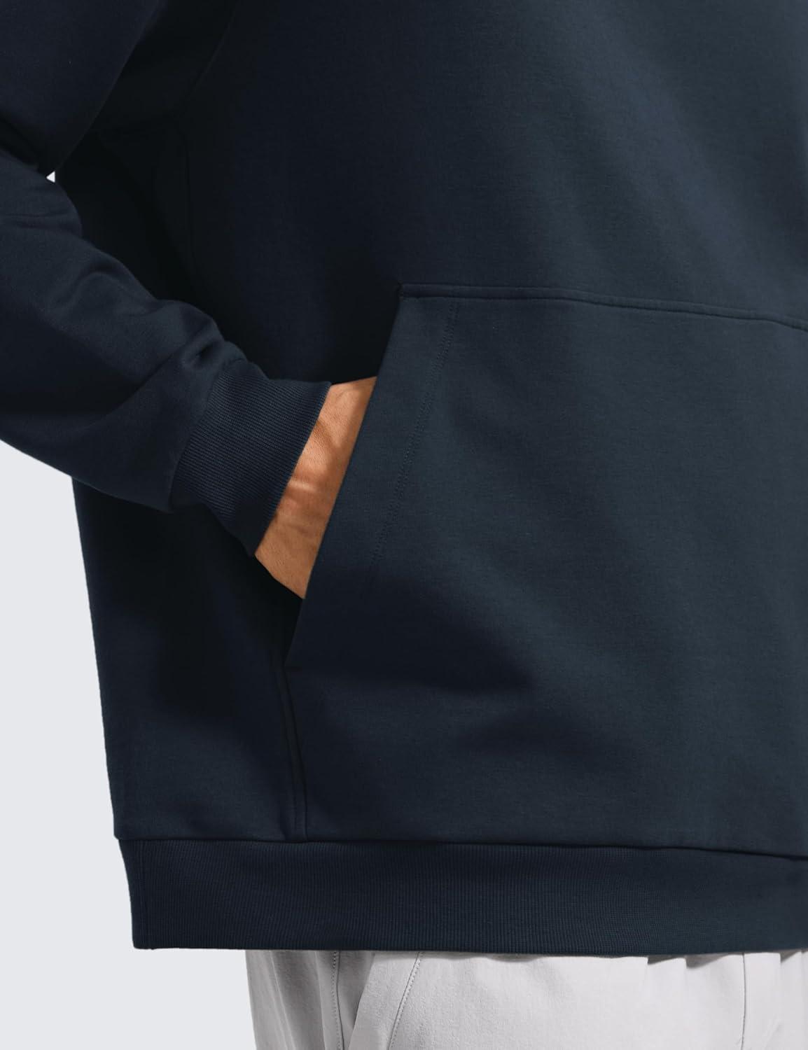 imageCRZ YOGA Mens Fleece Hoodies Basic Casual Hooded Sweatshirts Long Sleeve Pullover Workout Tops with PocketTrue Navy