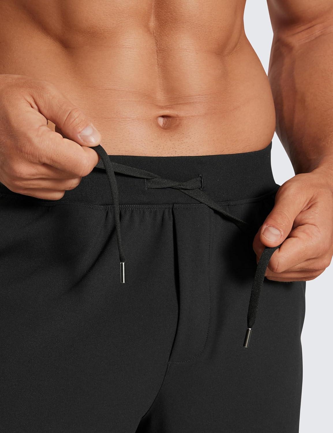 imageCRZ YOGA Mens FourWay Stretch Workout Shorts 5 Soft Durable for Casual Athletic with PocketsBlack