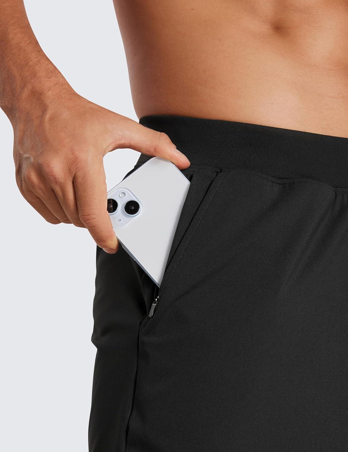 imageCRZ YOGA Mens FourWay Stretch Workout Shorts 5 Soft Durable for Casual Athletic with PocketsBlack