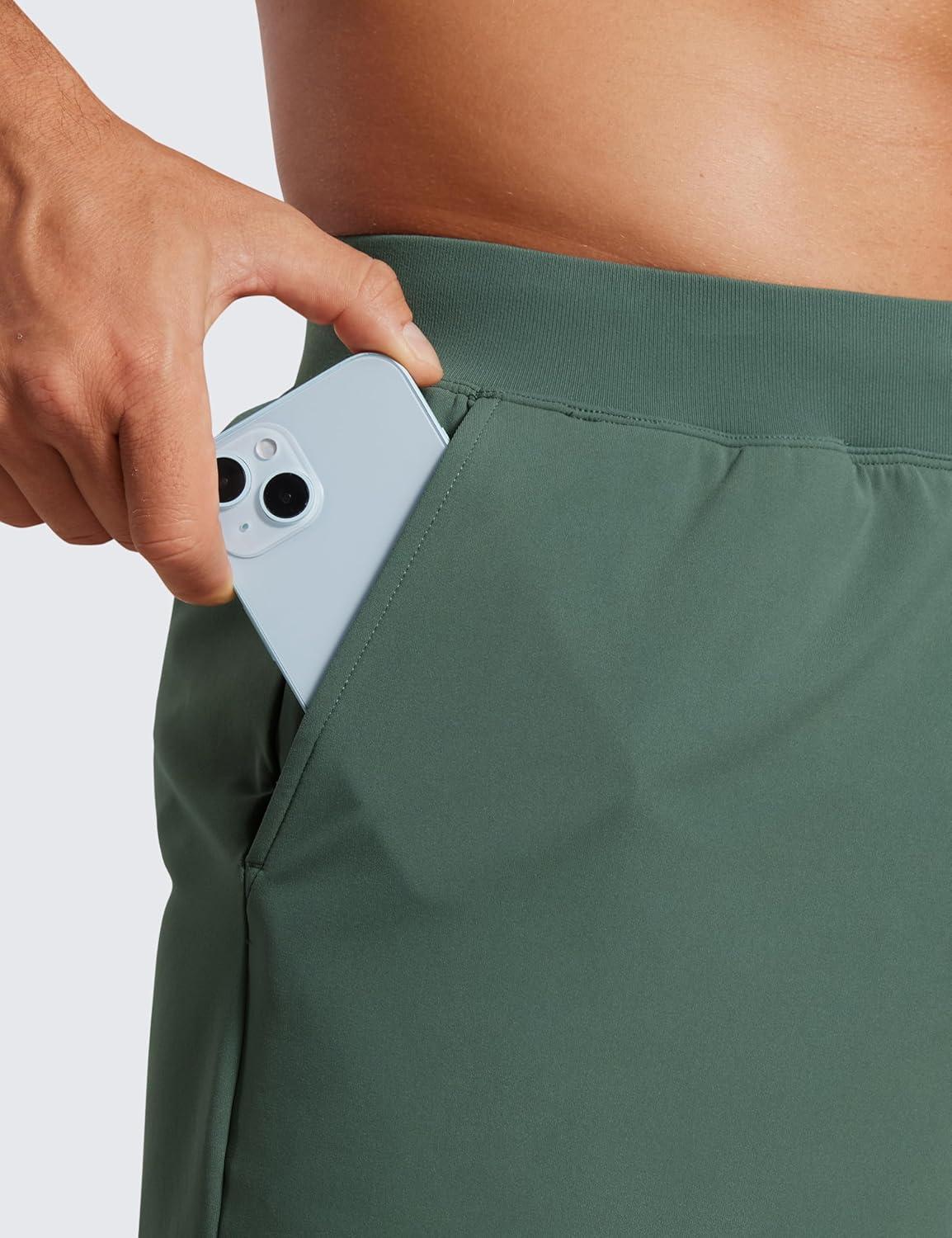 imageCRZ YOGA Mens FourWay Stretch Workout Shorts 5 Soft Durable for Casual Athletic with PocketsDark Forest Green