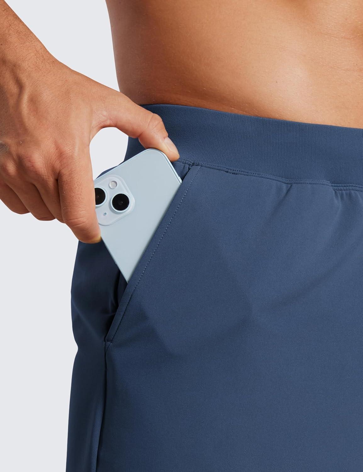 imageCRZ YOGA Mens FourWay Stretch Workout Shorts 5 Soft Durable for Casual Athletic with PocketsElectric Blue