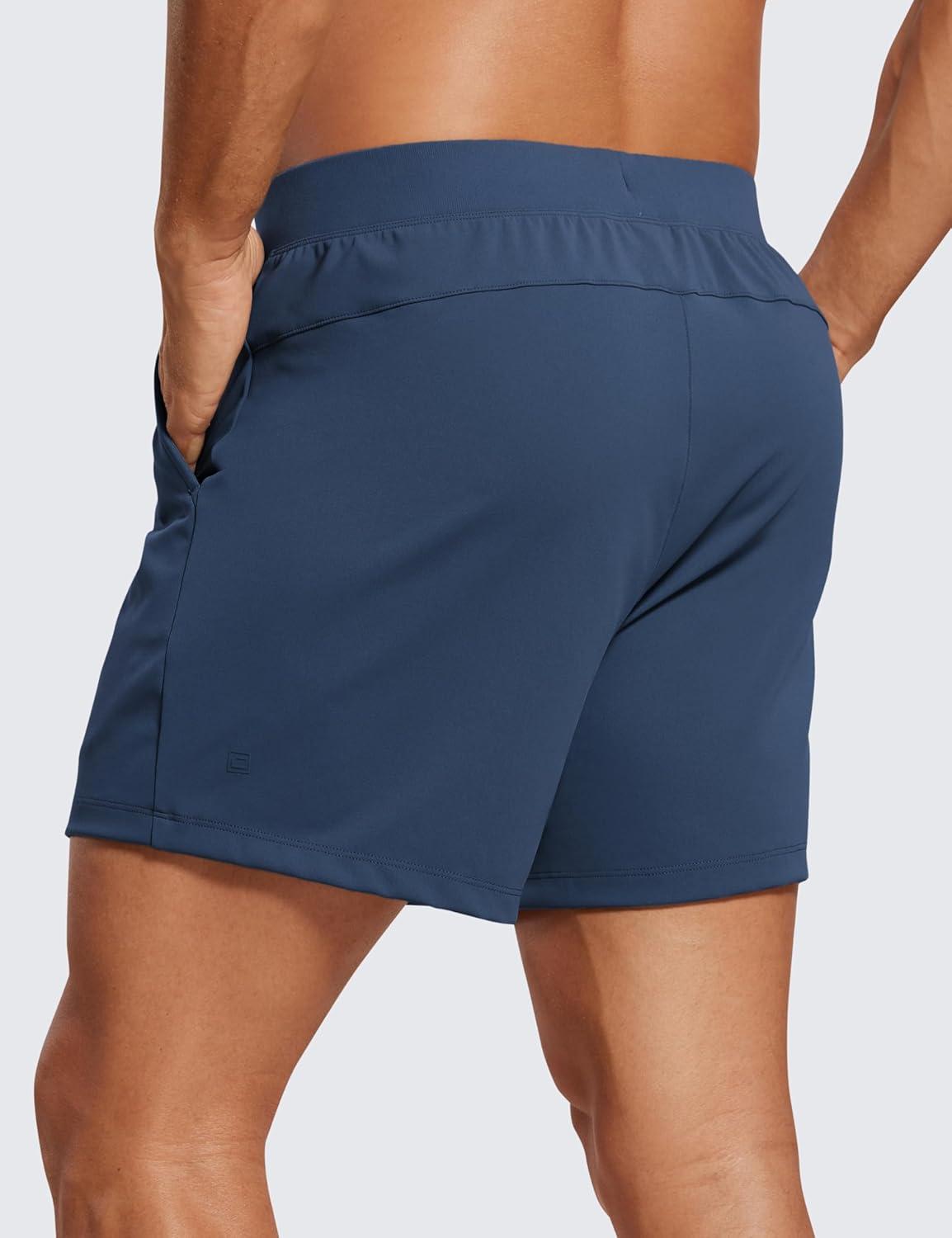 imageCRZ YOGA Mens FourWay Stretch Workout Shorts 5 Soft Durable for Casual Athletic with PocketsElectric Blue