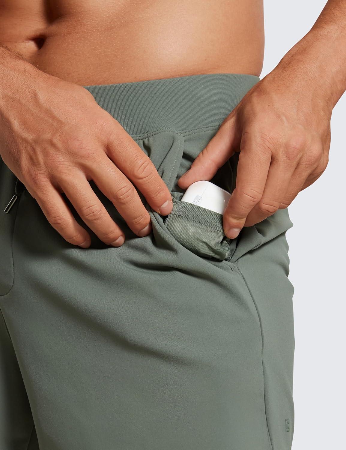 imageCRZ YOGA Mens FourWay Stretch Workout Shorts 5 Soft Durable for Casual Athletic with PocketsGrey Sage