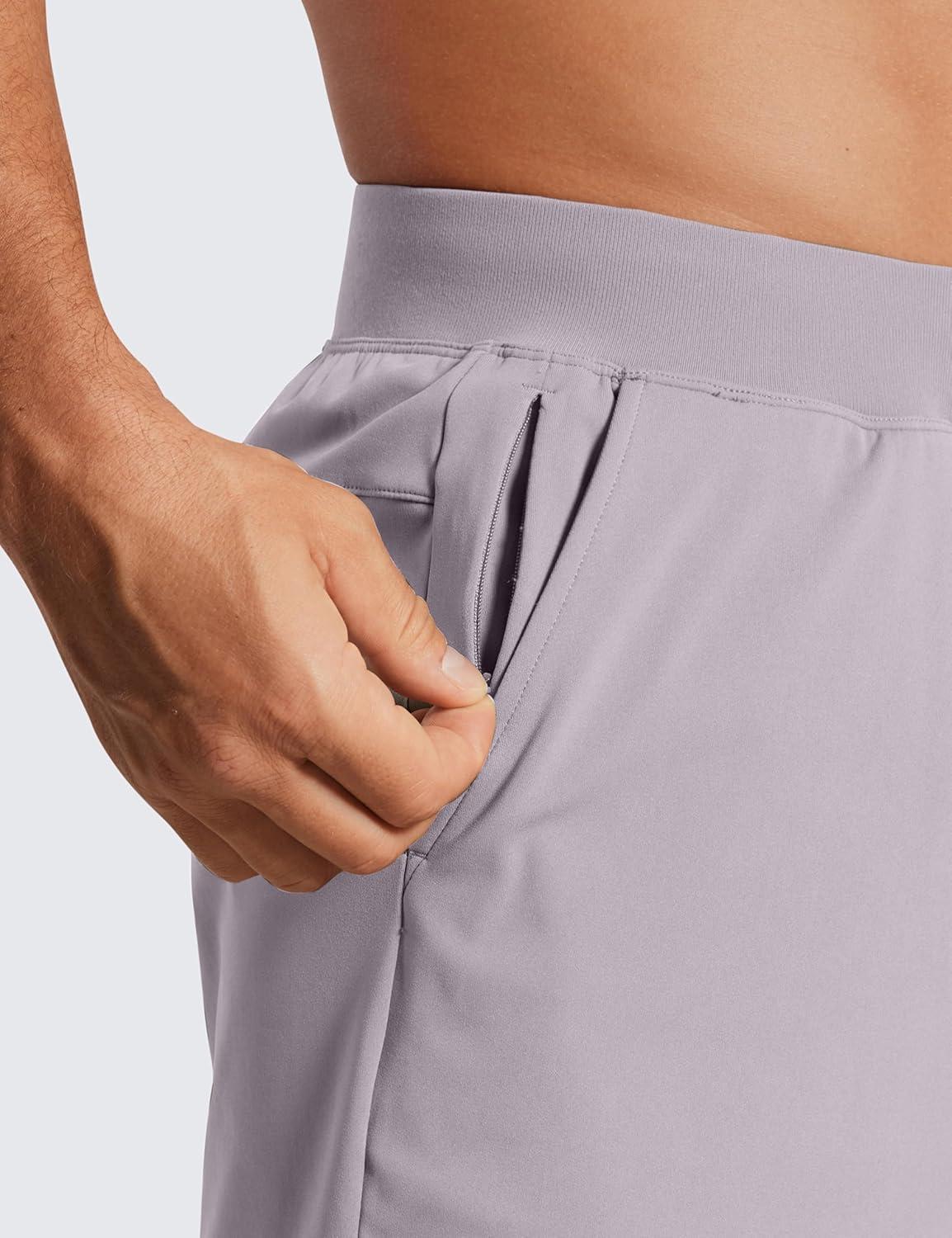 imageCRZ YOGA Mens FourWay Stretch Workout Shorts 5 Soft Durable for Casual Athletic with PocketsGull Gray