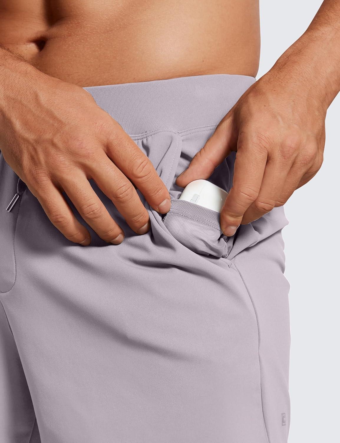 imageCRZ YOGA Mens FourWay Stretch Workout Shorts 5 Soft Durable for Casual Athletic with PocketsGull Gray