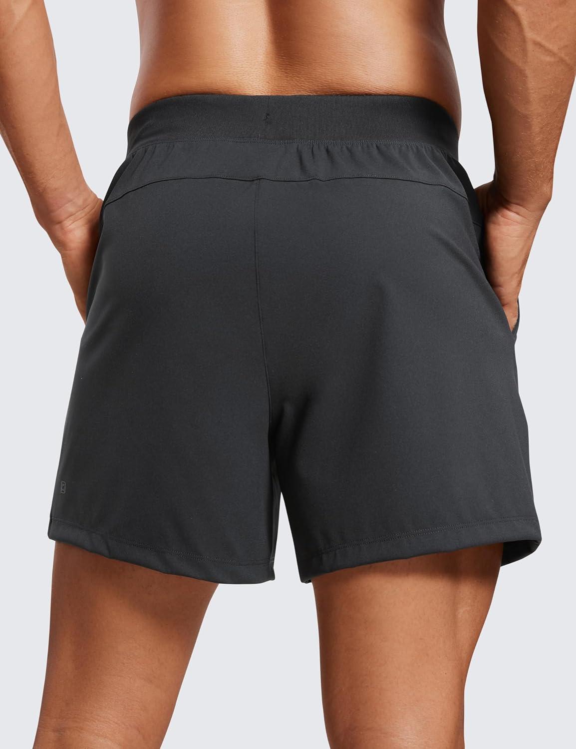 imageCRZ YOGA Mens FourWay Stretch Workout Shorts 5 Soft Durable for Casual Athletic with PocketsInk Gray