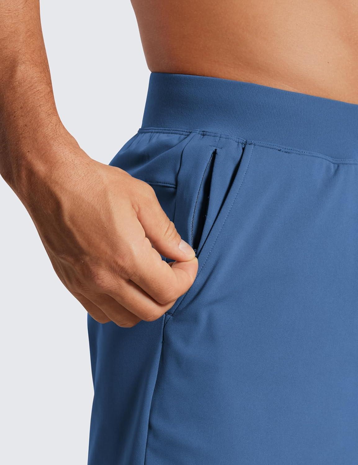 imageCRZ YOGA Mens FourWay Stretch Workout Shorts 5 Soft Durable for Casual Athletic with PocketsPitch Blue