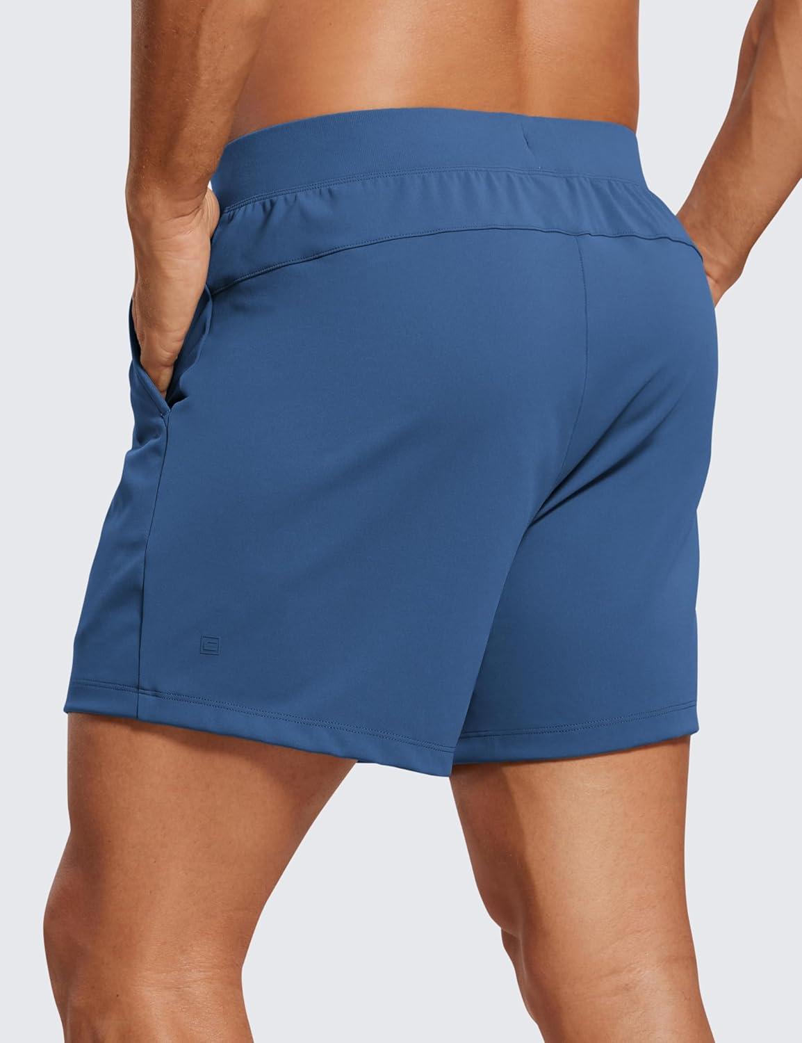 imageCRZ YOGA Mens FourWay Stretch Workout Shorts 5 Soft Durable for Casual Athletic with PocketsPitch Blue