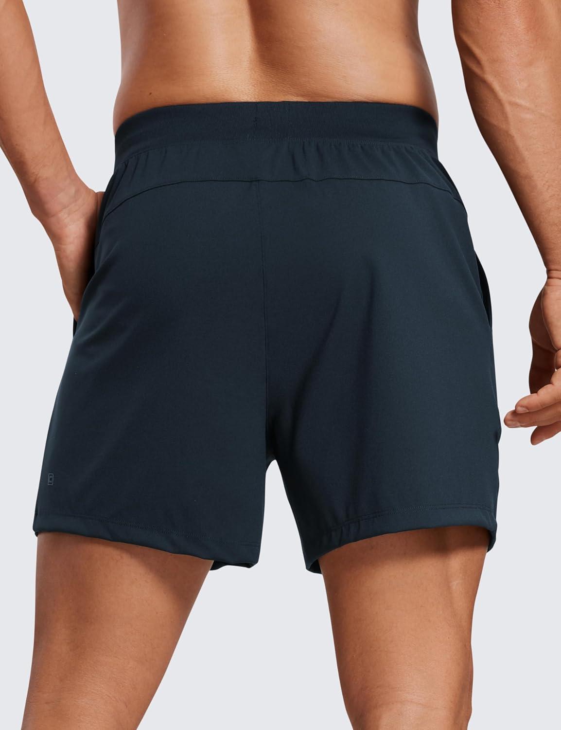 imageCRZ YOGA Mens FourWay Stretch Workout Shorts 5 Soft Durable for Casual Athletic with PocketsTrue Navy