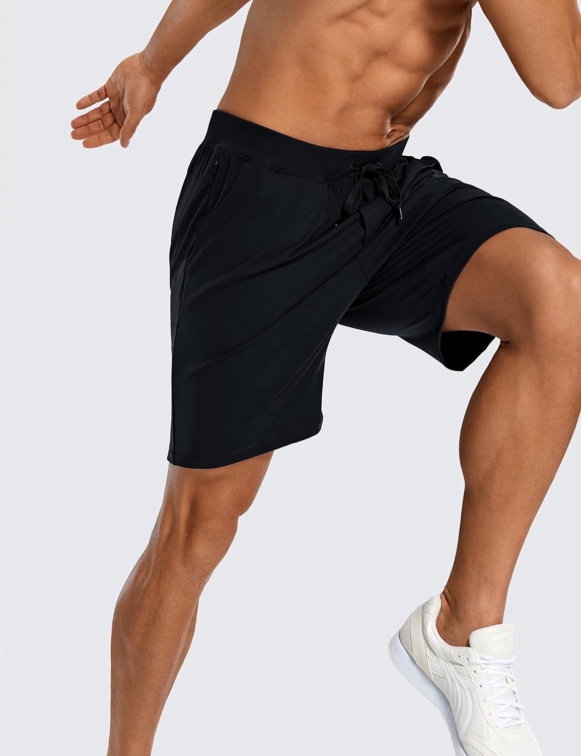 imageCRZ YOGA Mens FourWay Stretch Workout Shorts 7 Soft Durable for Casual Athletic with PocketsBlack