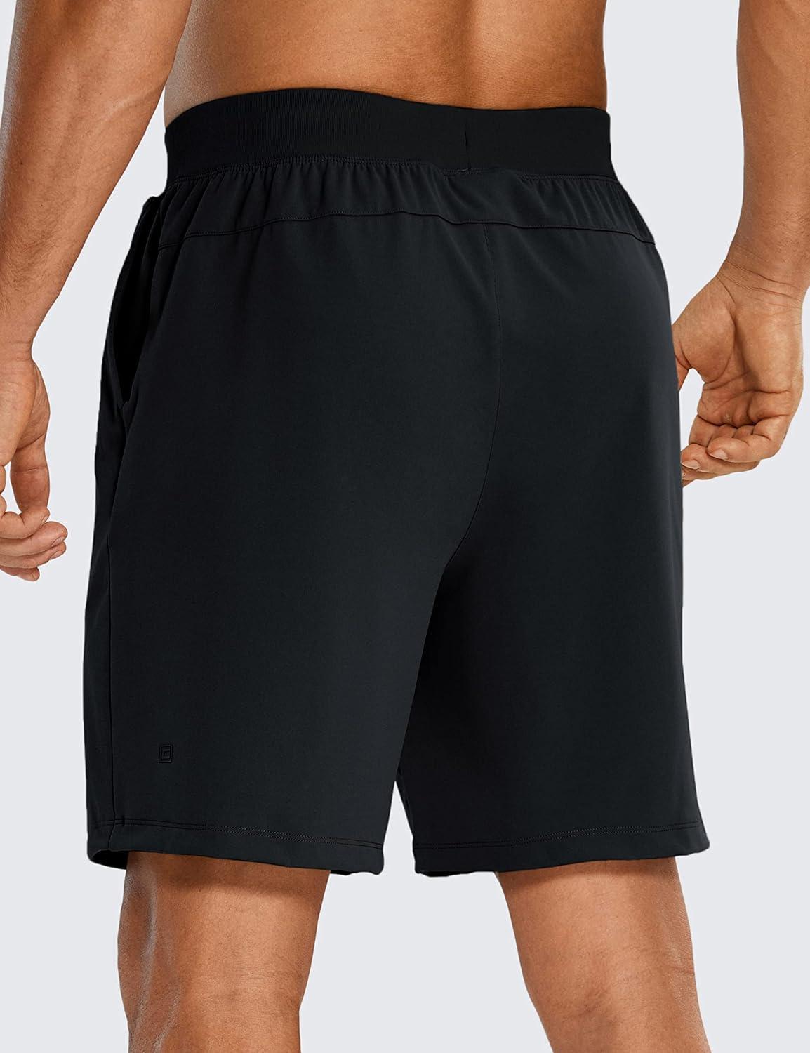 imageCRZ YOGA Mens FourWay Stretch Workout Shorts 7 Soft Durable for Casual Athletic with PocketsBlack
