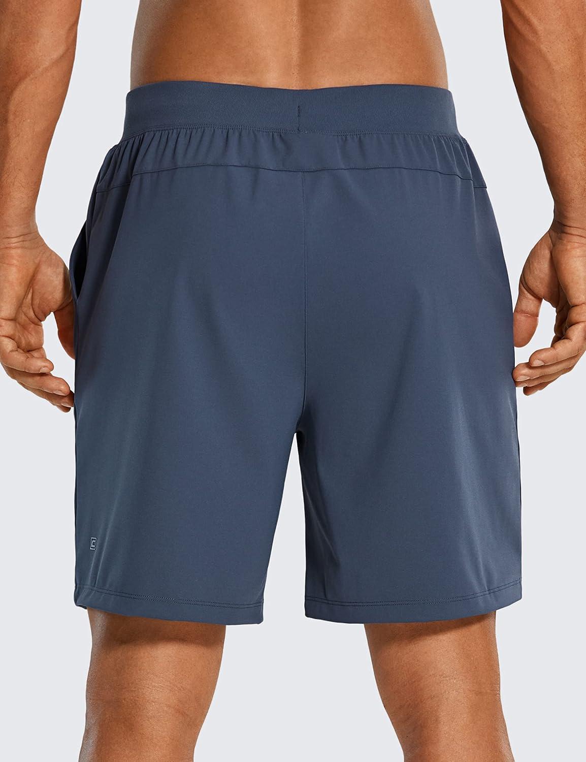 imageCRZ YOGA Mens FourWay Stretch Workout Shorts 7 Soft Durable for Casual Athletic with PocketsElectric Blue