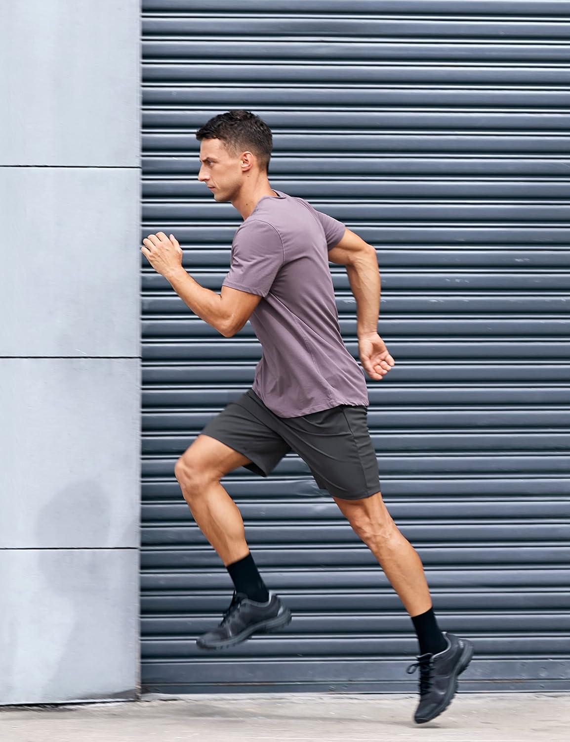 imageCRZ YOGA Mens FourWay Stretch Workout Shorts 7 Soft Durable for Casual Athletic with PocketsInk Gray