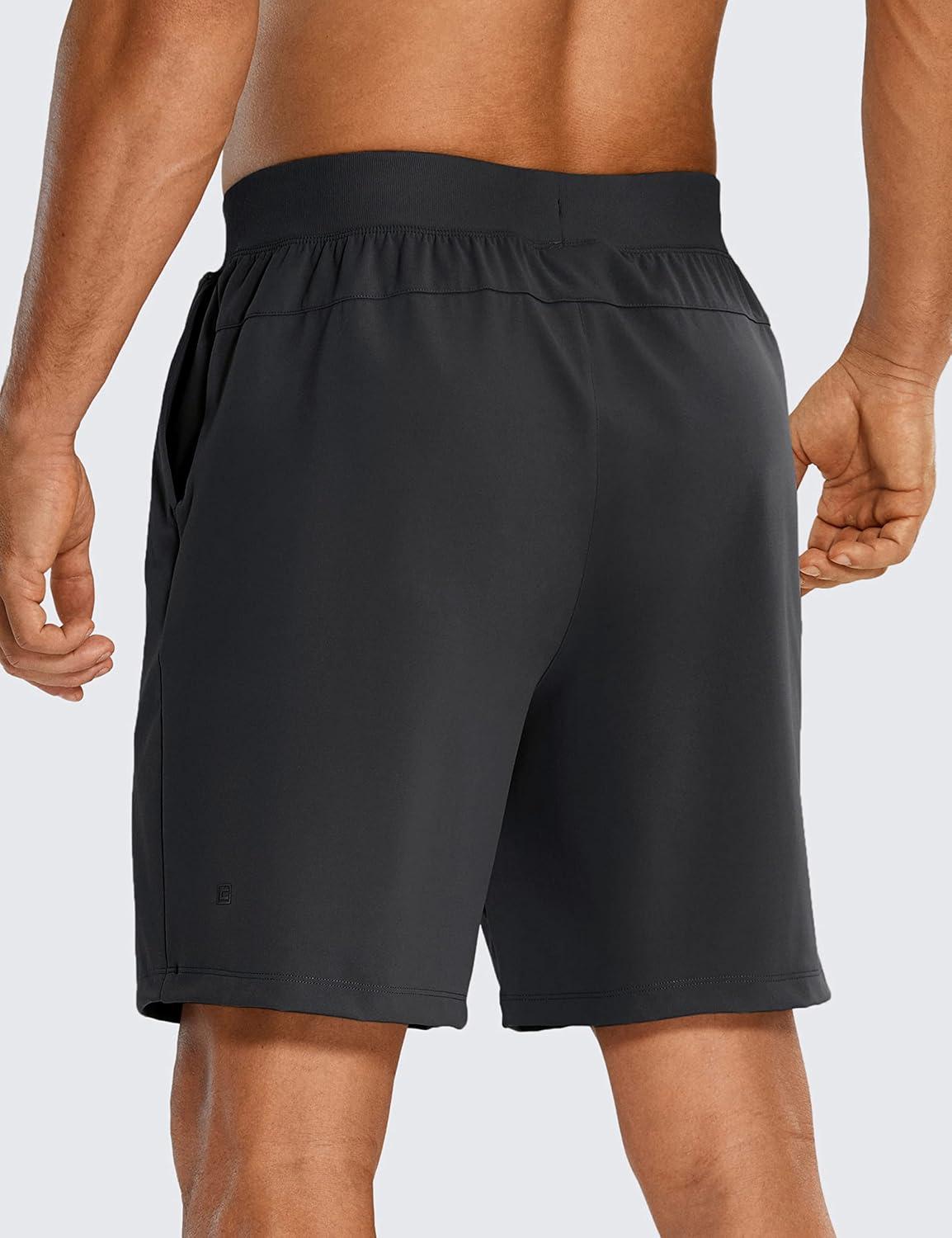 imageCRZ YOGA Mens FourWay Stretch Workout Shorts 7 Soft Durable for Casual Athletic with PocketsInk Gray