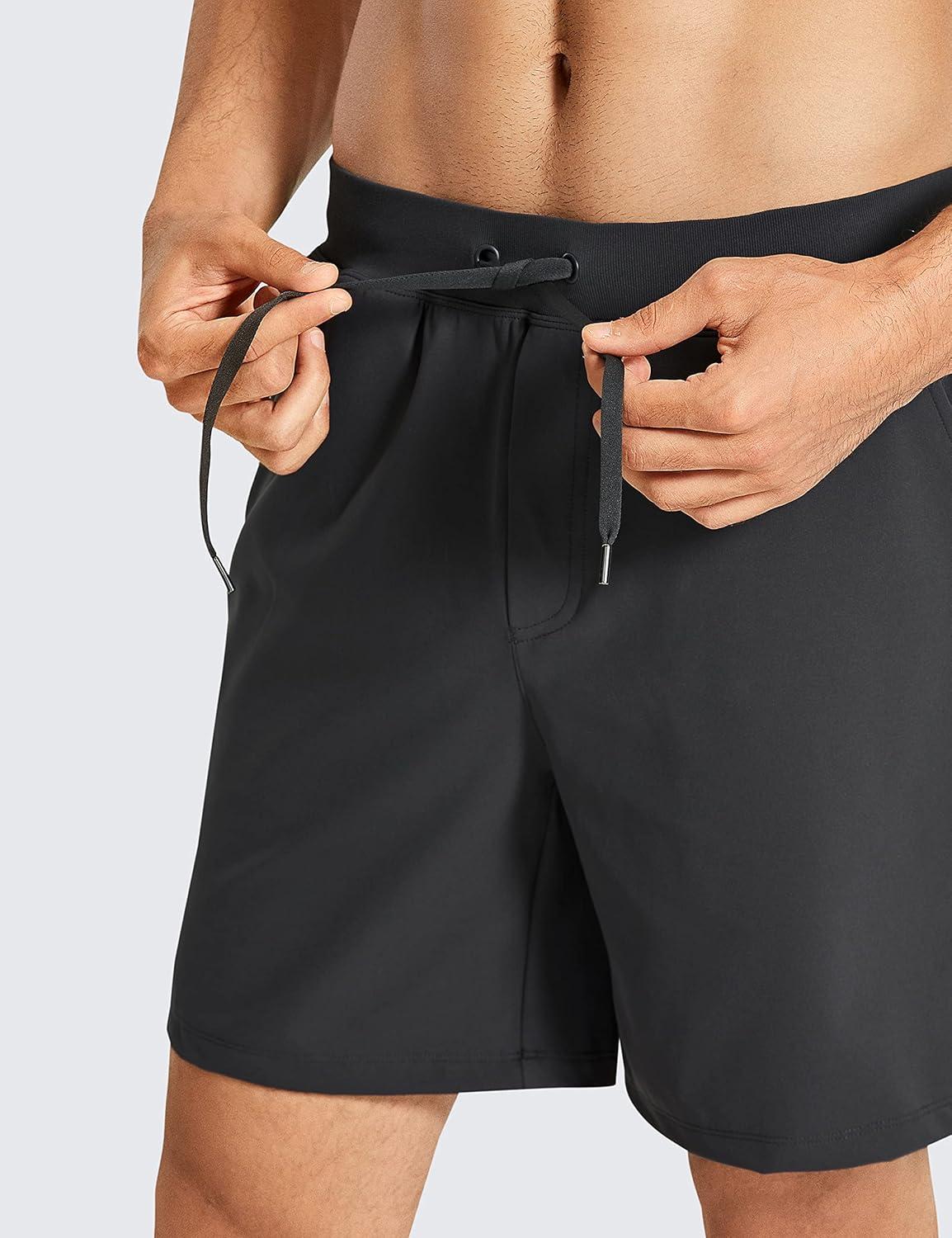 imageCRZ YOGA Mens FourWay Stretch Workout Shorts 7 Soft Durable for Casual Athletic with PocketsInk Gray