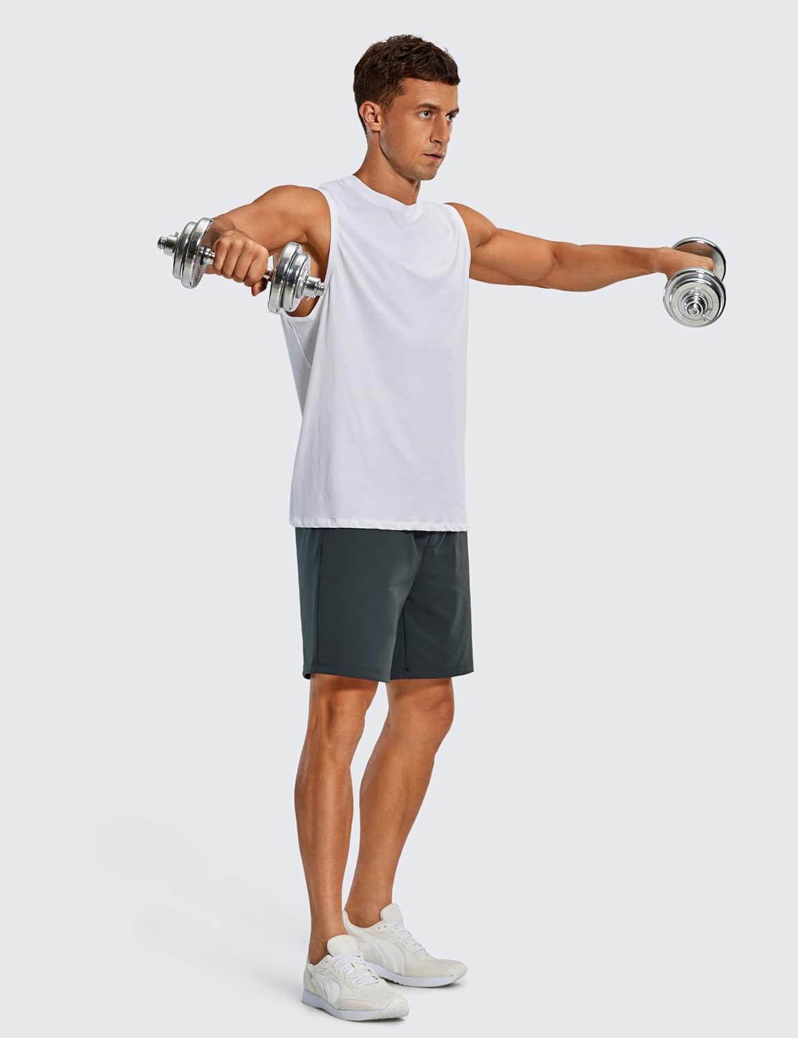 imageCRZ YOGA Mens FourWay Stretch Workout Shorts 7 Soft Durable for Casual Athletic with PocketsMelanite