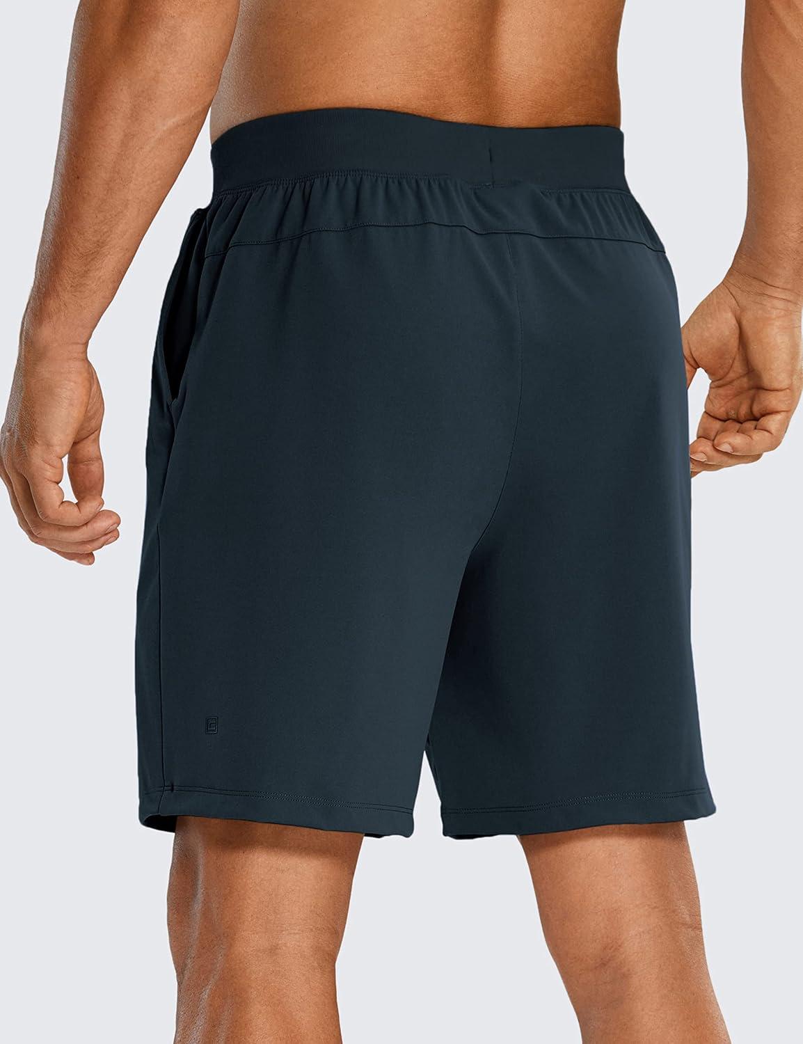imageCRZ YOGA Mens FourWay Stretch Workout Shorts 7 Soft Durable for Casual Athletic with PocketsTrue Navy