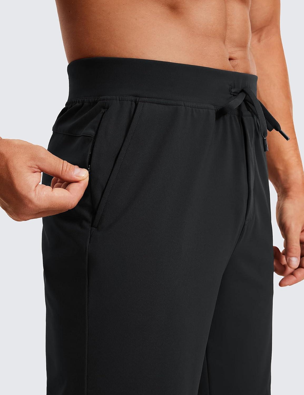 imageCRZ YOGA Mens FourWay Stretch Workout Shorts 9 Linerless Soft Durable for Casual Athletic with PocketsBlack