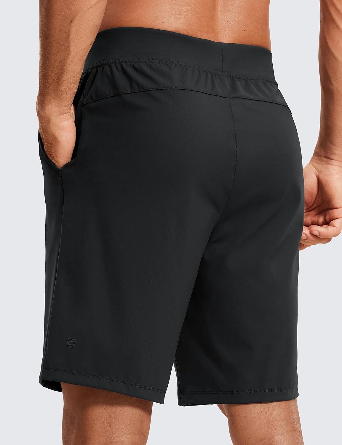 imageCRZ YOGA Mens FourWay Stretch Workout Shorts 9 Linerless Soft Durable for Casual Athletic with PocketsBlack