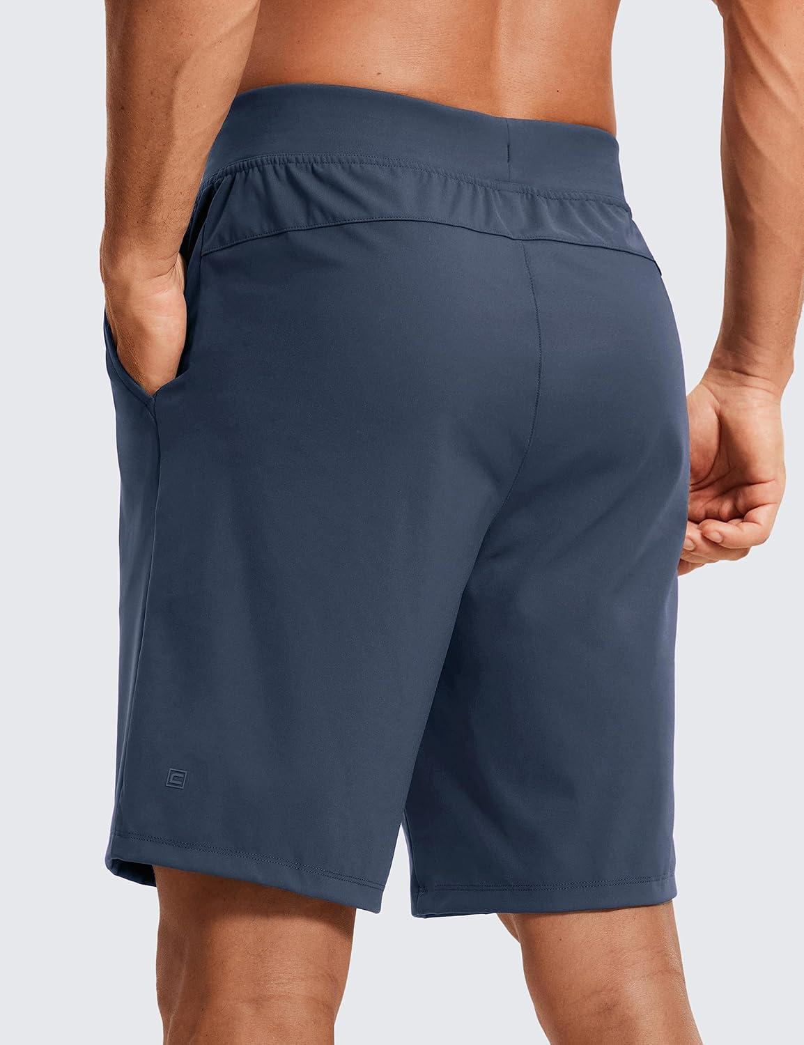 imageCRZ YOGA Mens FourWay Stretch Workout Shorts 9 Linerless Soft Durable for Casual Athletic with PocketsElectric Blue