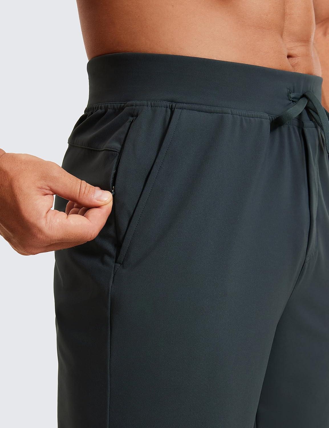 imageCRZ YOGA Mens FourWay Stretch Workout Shorts 9 Linerless Soft Durable for Casual Athletic with PocketsMelanite