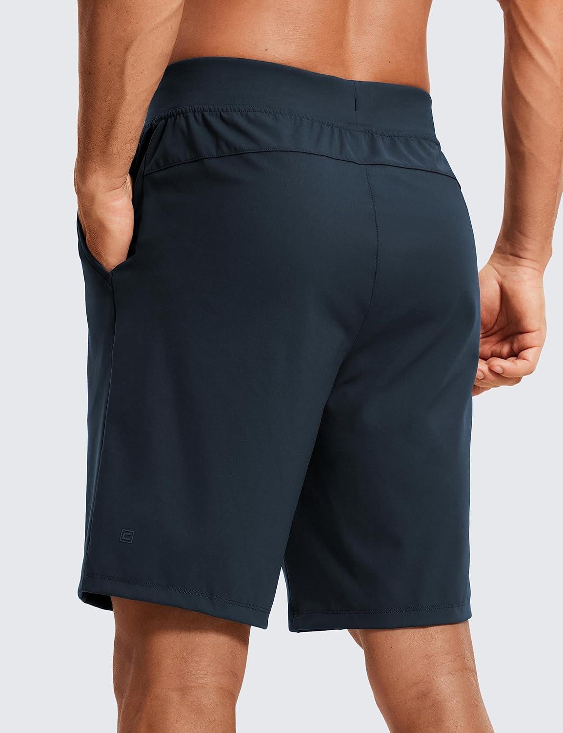 imageCRZ YOGA Mens FourWay Stretch Workout Shorts 9 Linerless Soft Durable for Casual Athletic with PocketsTrue Navy