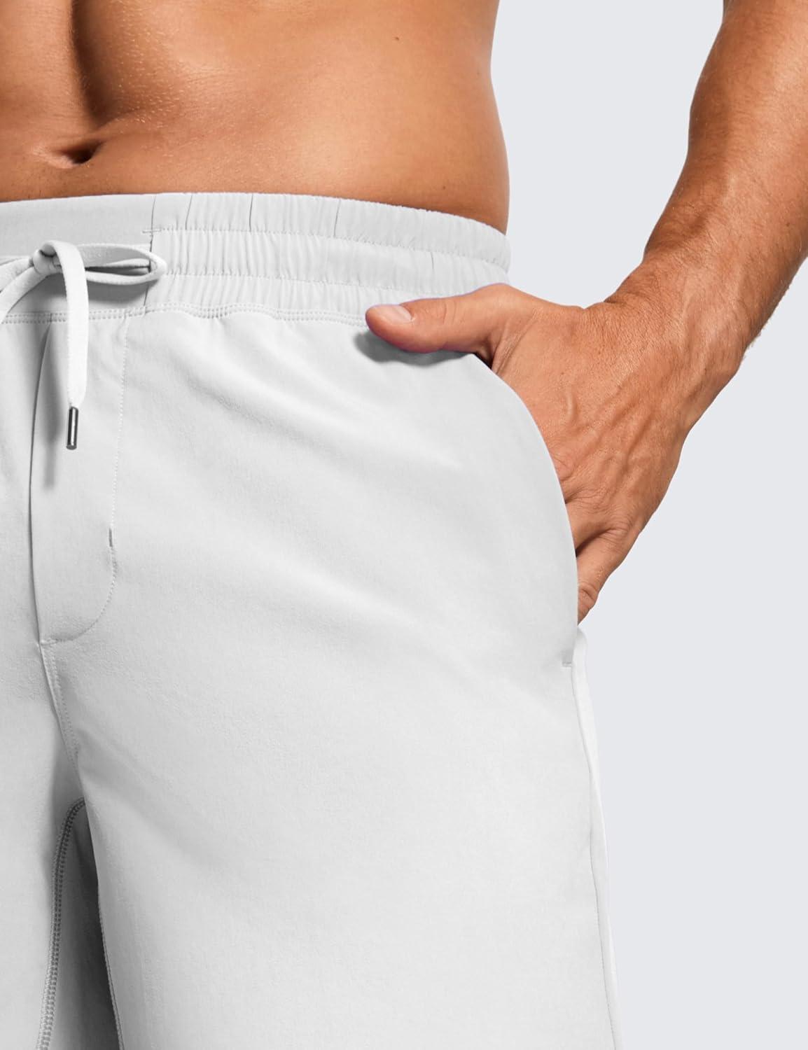 imageCRZ YOGA Mens Linerless Workout Shorts 7 Quick Dry for Running Sports Athletic Gym with PocketsPlatinum Grey