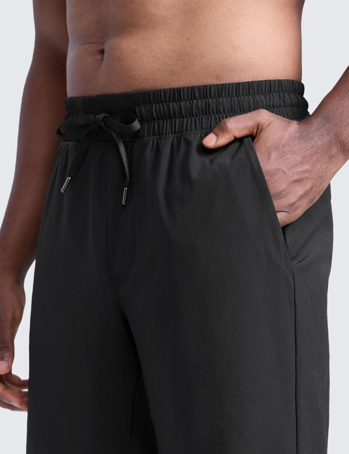 imageCRZ YOGA Mens Linerless Workout Shorts 9 Quick Dry for Running Sports Athletic Gym with PocketsBlack