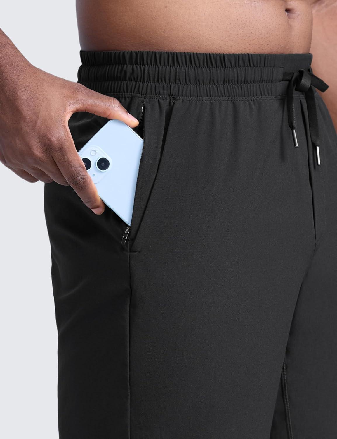 imageCRZ YOGA Mens Linerless Workout Shorts 9 Quick Dry for Running Sports Athletic Gym with PocketsBlack