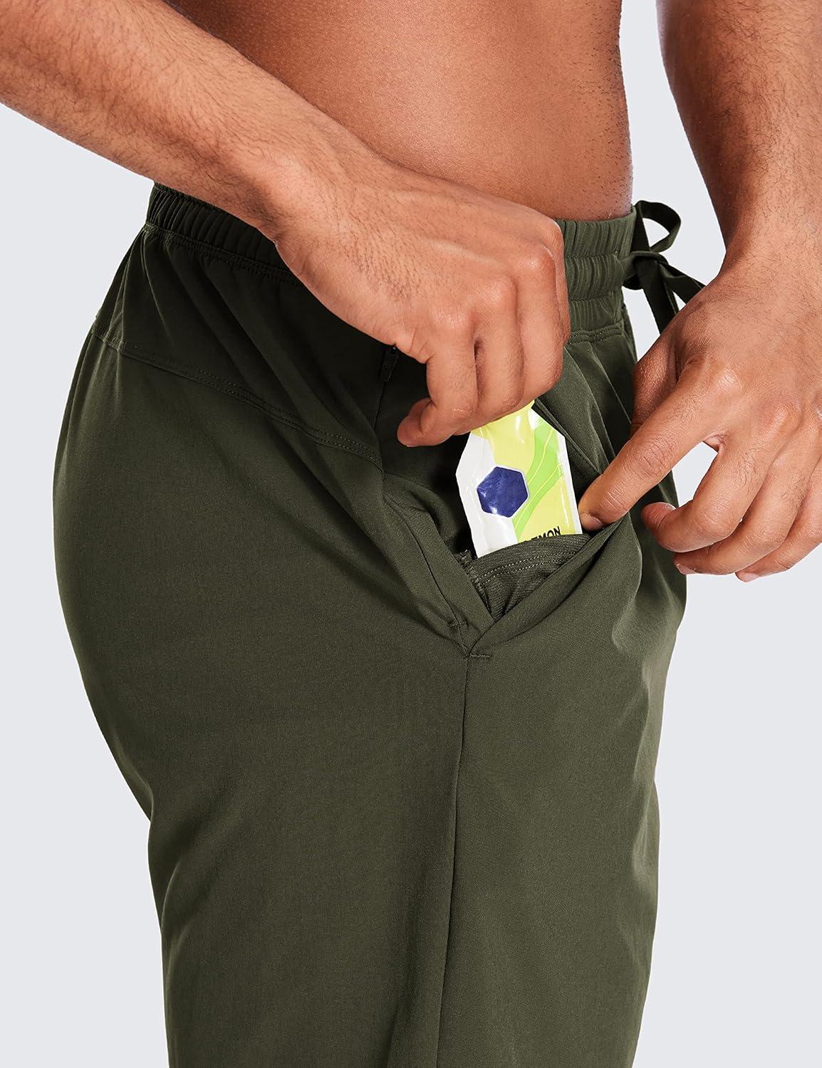 imageCRZ YOGA Mens Linerless Workout Shorts 9 Quick Dry for Running Sports Athletic Gym with PocketsDark Olive