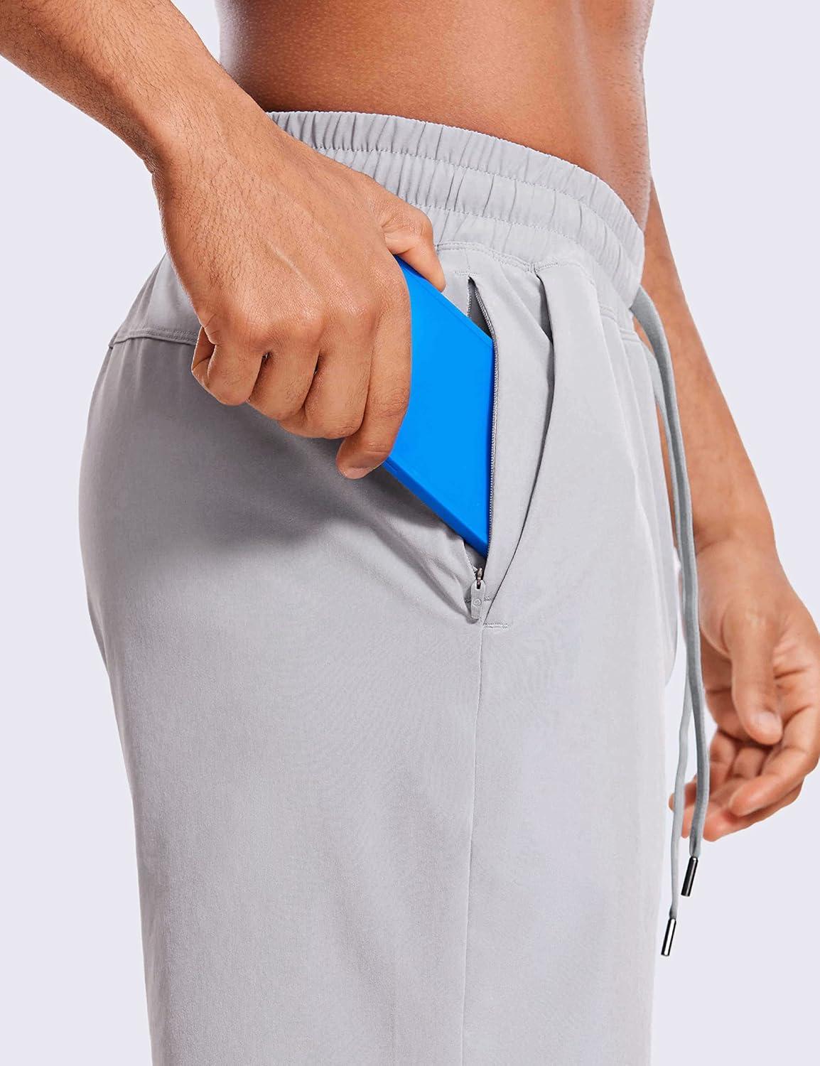 imageCRZ YOGA Mens Linerless Workout Shorts 9 Quick Dry for Running Sports Athletic Gym with PocketsGull Gray