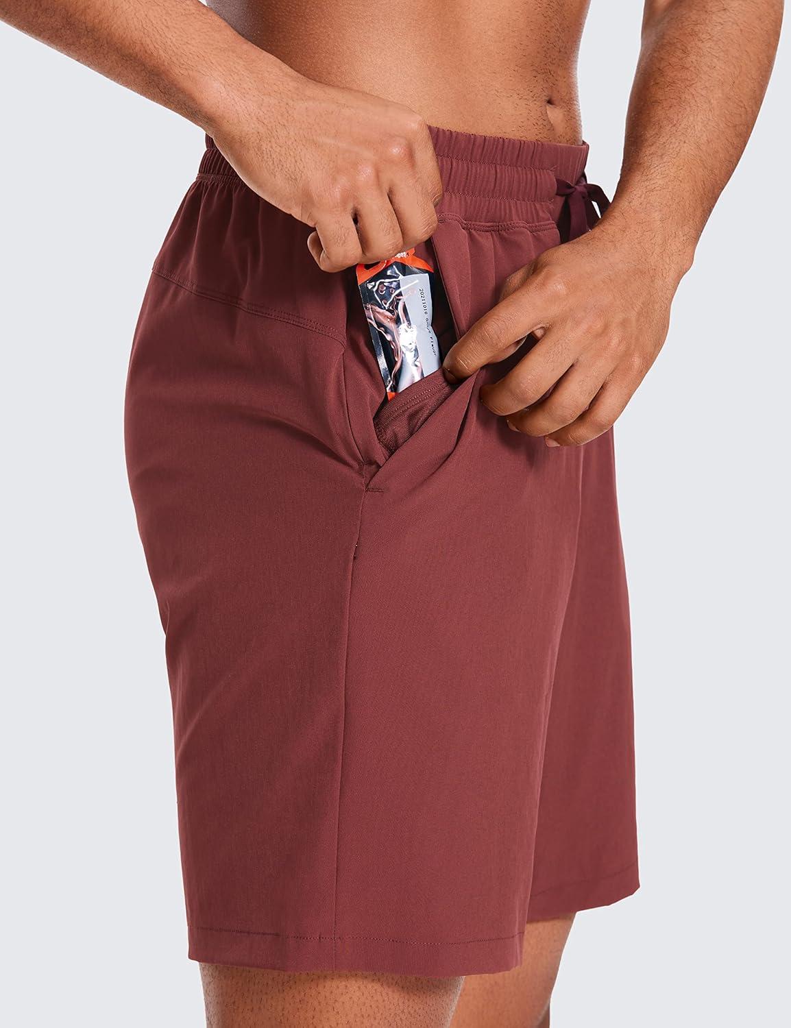 imageCRZ YOGA Mens Linerless Workout Shorts 9 Quick Dry for Running Sports Athletic Gym with PocketsSavannah