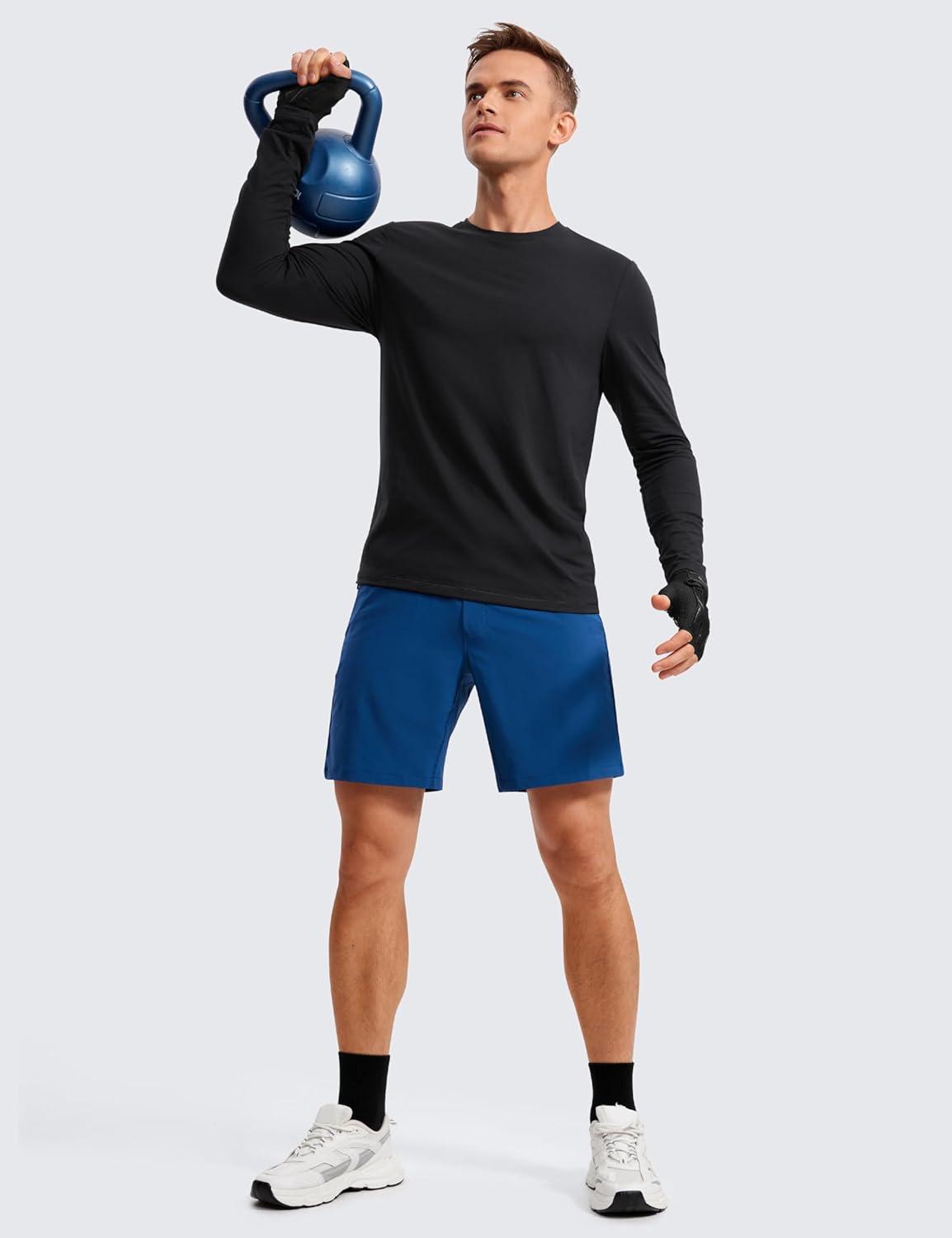 imageCRZ YOGA Mens Long Sleeve Basic Shirts Moisture Wicking Workout Tops Casual Crewneck Comfort TShirtBlack