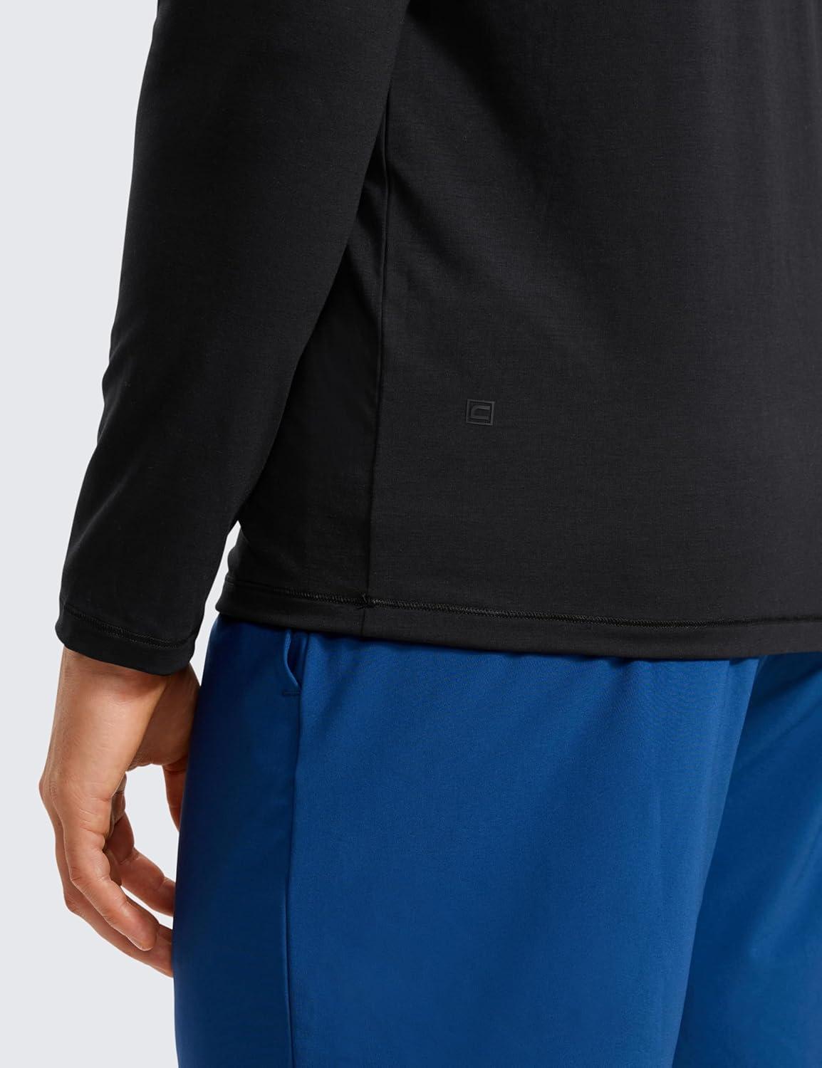 imageCRZ YOGA Mens Long Sleeve Basic Shirts Moisture Wicking Workout Tops Casual Crewneck Comfort TShirtBlack