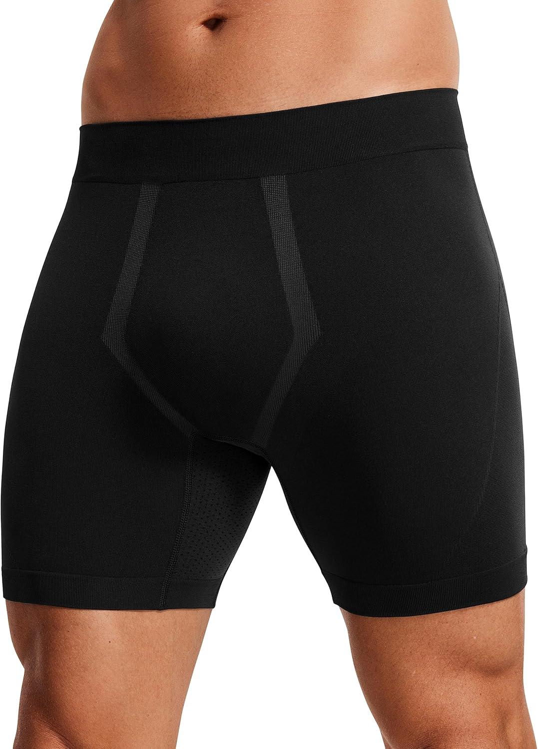 imageCRZ YOGA Mens Seamless 5quot Boxer Briefs Breathable Sports Underwear 3PackBlack