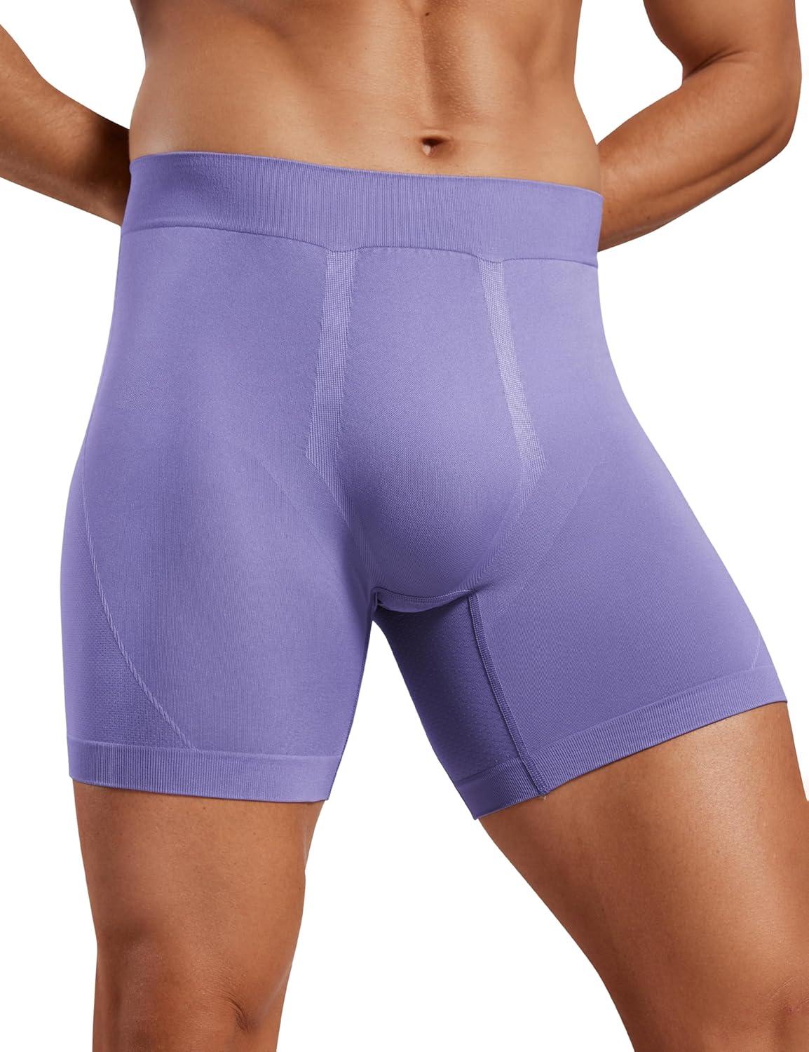 imageCRZ YOGA Mens Seamless 5quot Boxer Briefs Breathable Sports Underwear 3PackPitch Blueforest Greenlavender