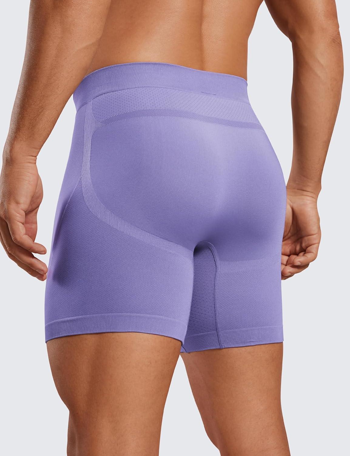 imageCRZ YOGA Mens Seamless 5quot Boxer Briefs Breathable Sports Underwear 3PackPitch Blueforest Greenlavender