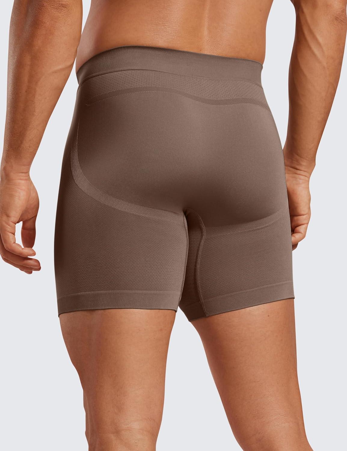 imageCRZ YOGA Mens Seamless 5quot Boxer Briefs Breathable Sports Underwear 3PackRed Merlotbrown Rockdark Chrome