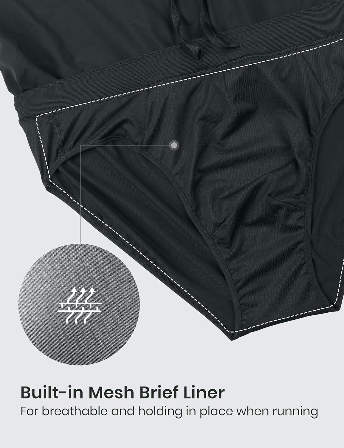 imageCRZ YOGA Mens Side Split Running Shorts 4 Quick Dry for Athletic Gym Workout with Zip Pocket and Brief LinerBlack