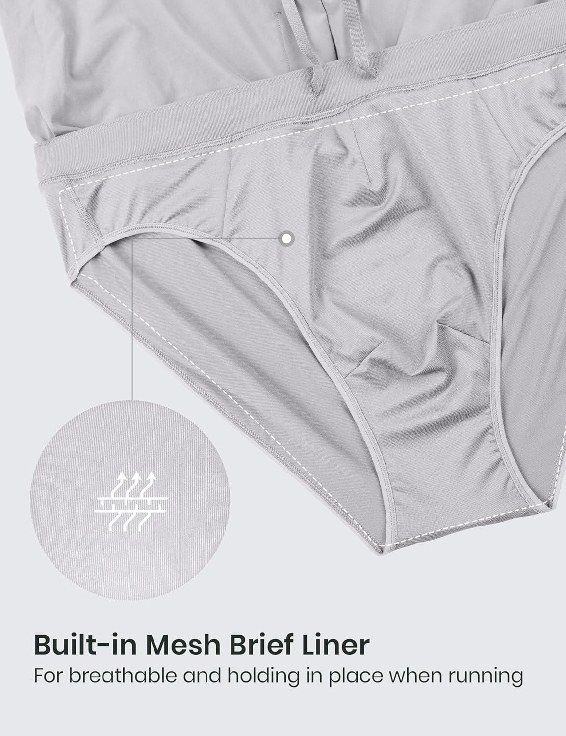 imageCRZ YOGA Mens Side Split Running Shorts 4 Quick Dry for Athletic Gym Workout with Zip Pocket and Brief LinerGull Gray