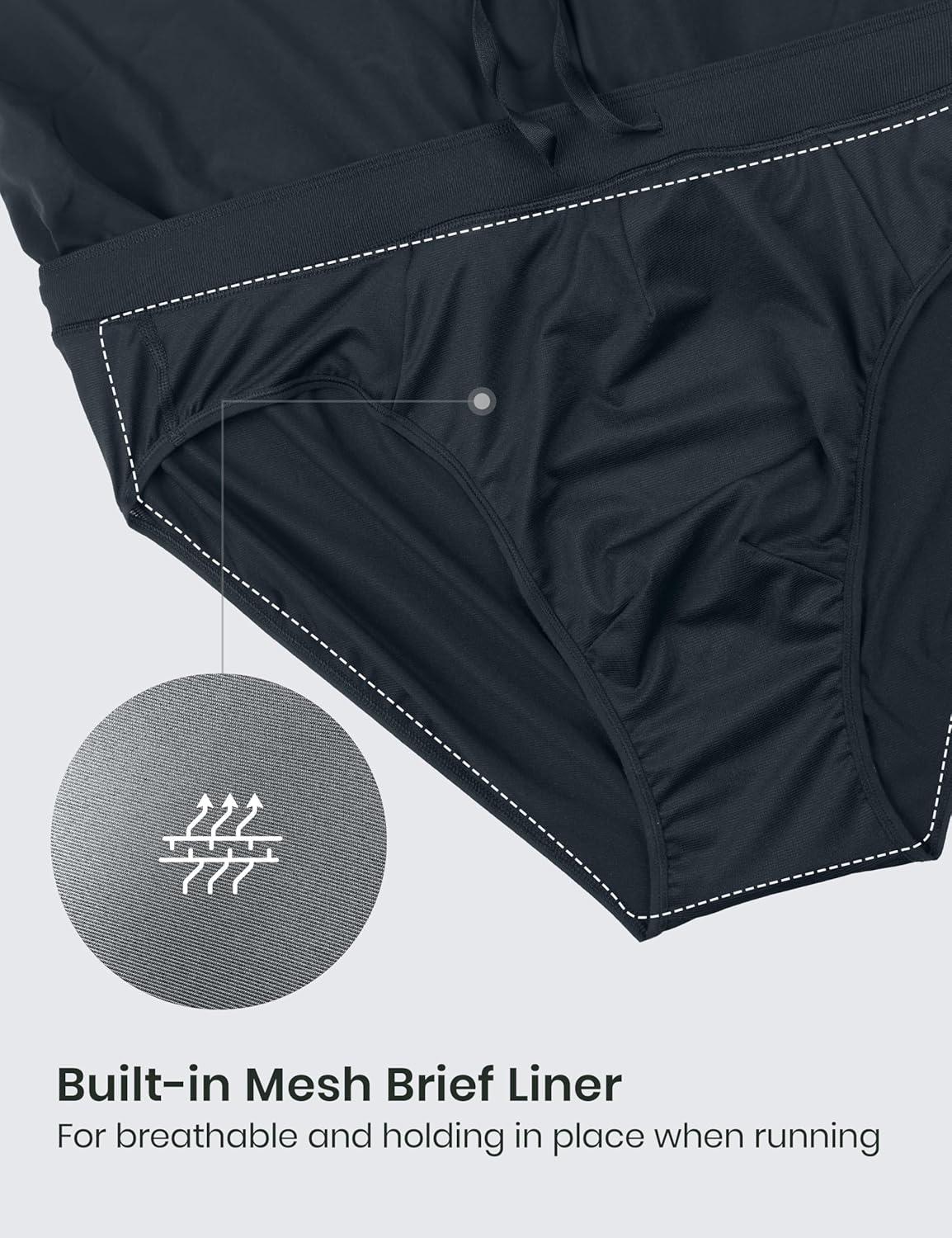 imageCRZ YOGA Mens Side Split Running Shorts 4 Quick Dry for Athletic Gym Workout with Zip Pocket and Brief LinerTrue Navy