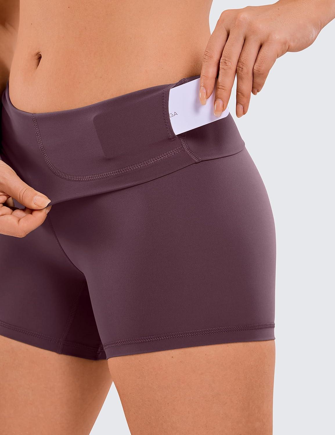 imageCRZ YOGA Naked Feeling Biker Shorts 4 High Waist Yoga Workout Running Gym Spandex WomensArctic Plum