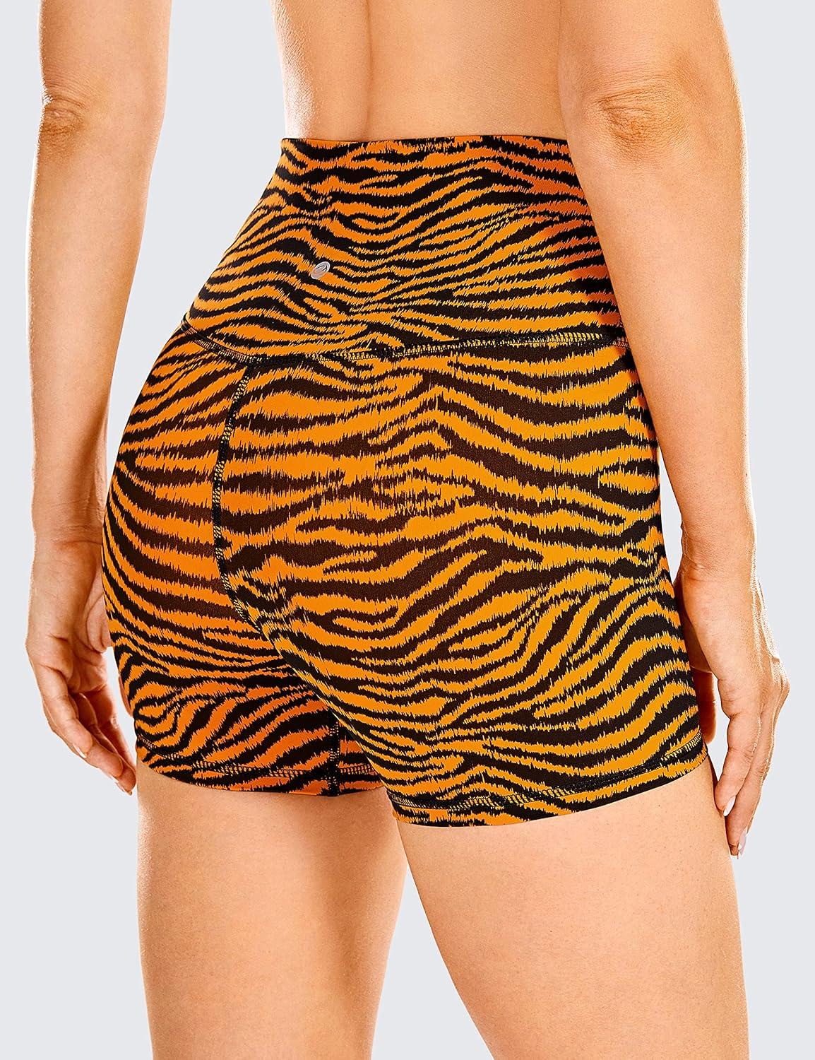 imageCRZ YOGA Naked Feeling Biker Shorts 4 High Waist Yoga Workout Running Gym Spandex WomensBright Chloasma Horse Pattern