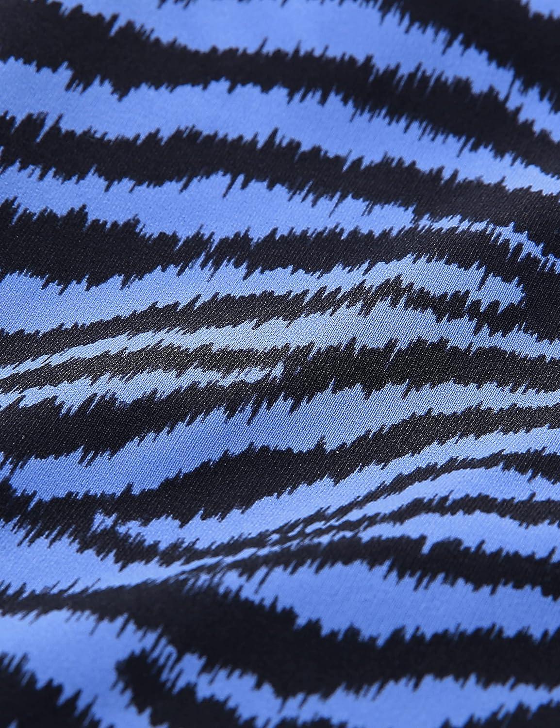 imageCRZ YOGA Naked Feeling Biker Shorts 4 High Waist Yoga Workout Running Gym Spandex WomensBright Purple and Blue Zebra Stripes