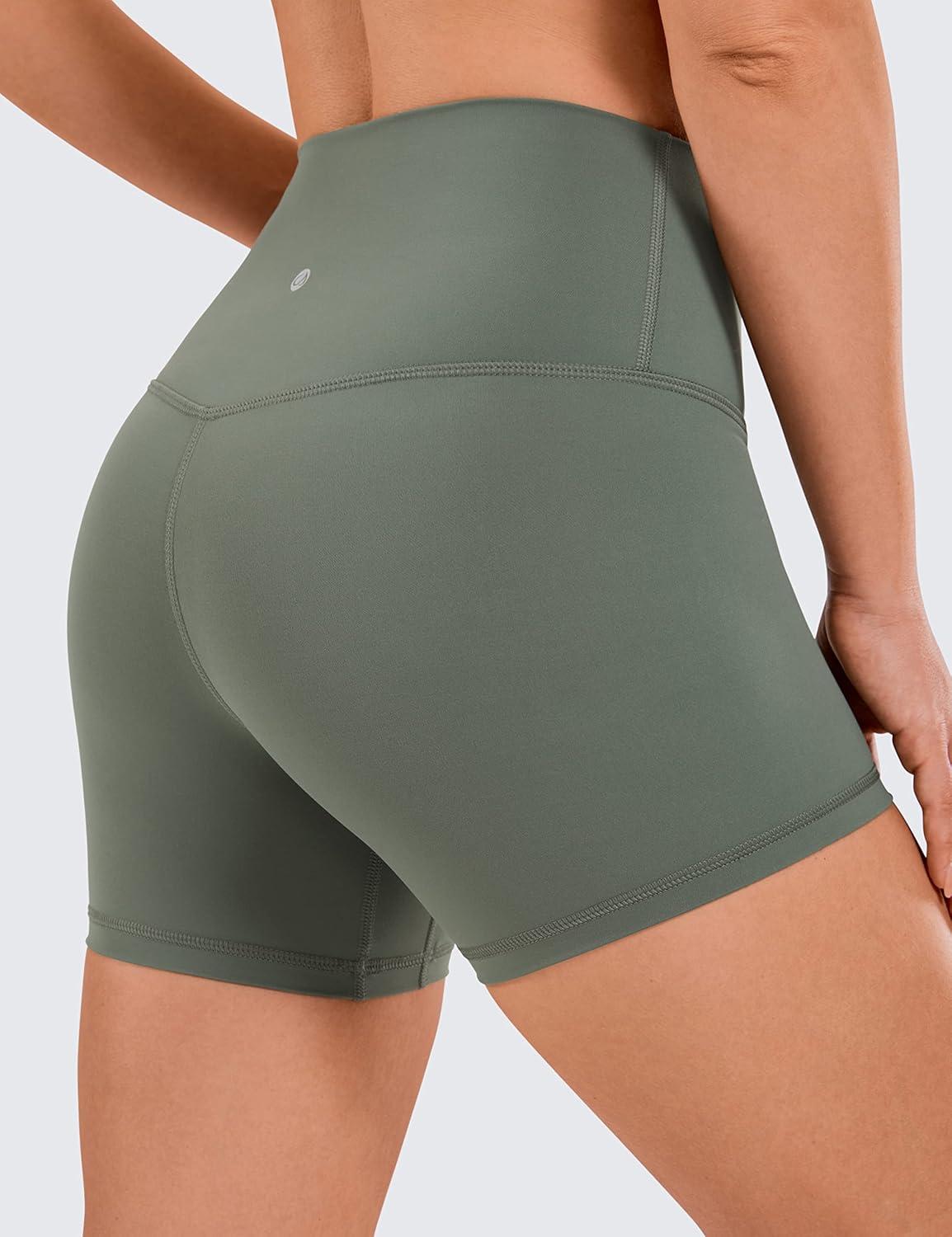 imageCRZ YOGA Naked Feeling Biker Shorts 4 High Waist Yoga Workout Running Gym Spandex WomensGrey Sage